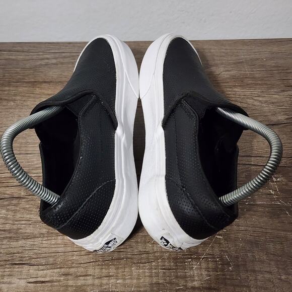 Vans Asher Perforated Leather Women's Slip-On Shoes Sneakers Size 7 Black - Picture 5 of 9